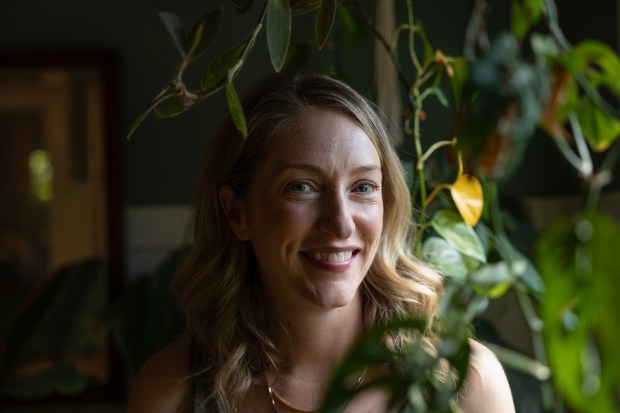 Audrey Denney at her home in Chico on Sept. 3, 2025. Denney is considering running as a Democratic candidate for U.S. Congress in Calfornia's 1st District, if the new congressional maps are approved. Photo by Miguel Gutierrez Jr., CalMatters