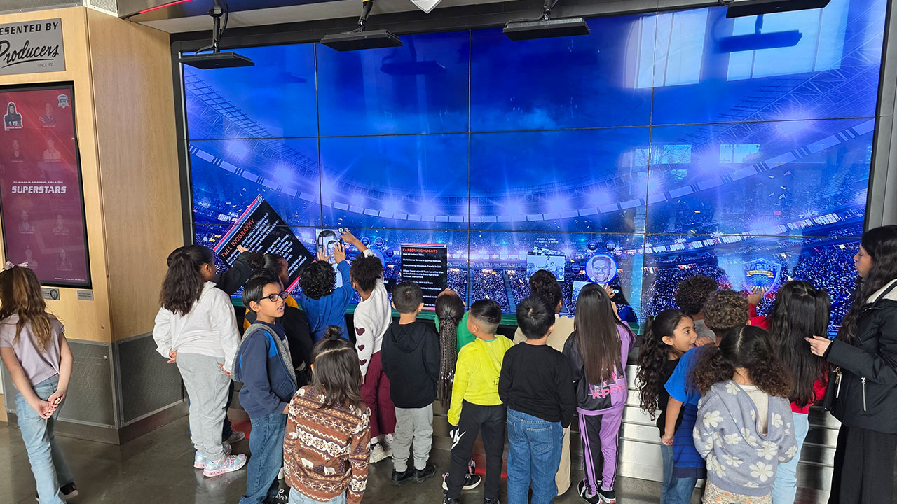 Image of the interactive video display board at the Fresno Athletic Hall of Fame