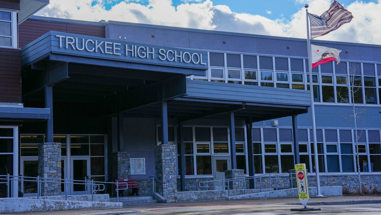 An exterior of Truckee High School is shown on Wednesday, Dec. 17, 2025 in Truckee, Calif. (AP Photo/Brooke Hess-Homeier)