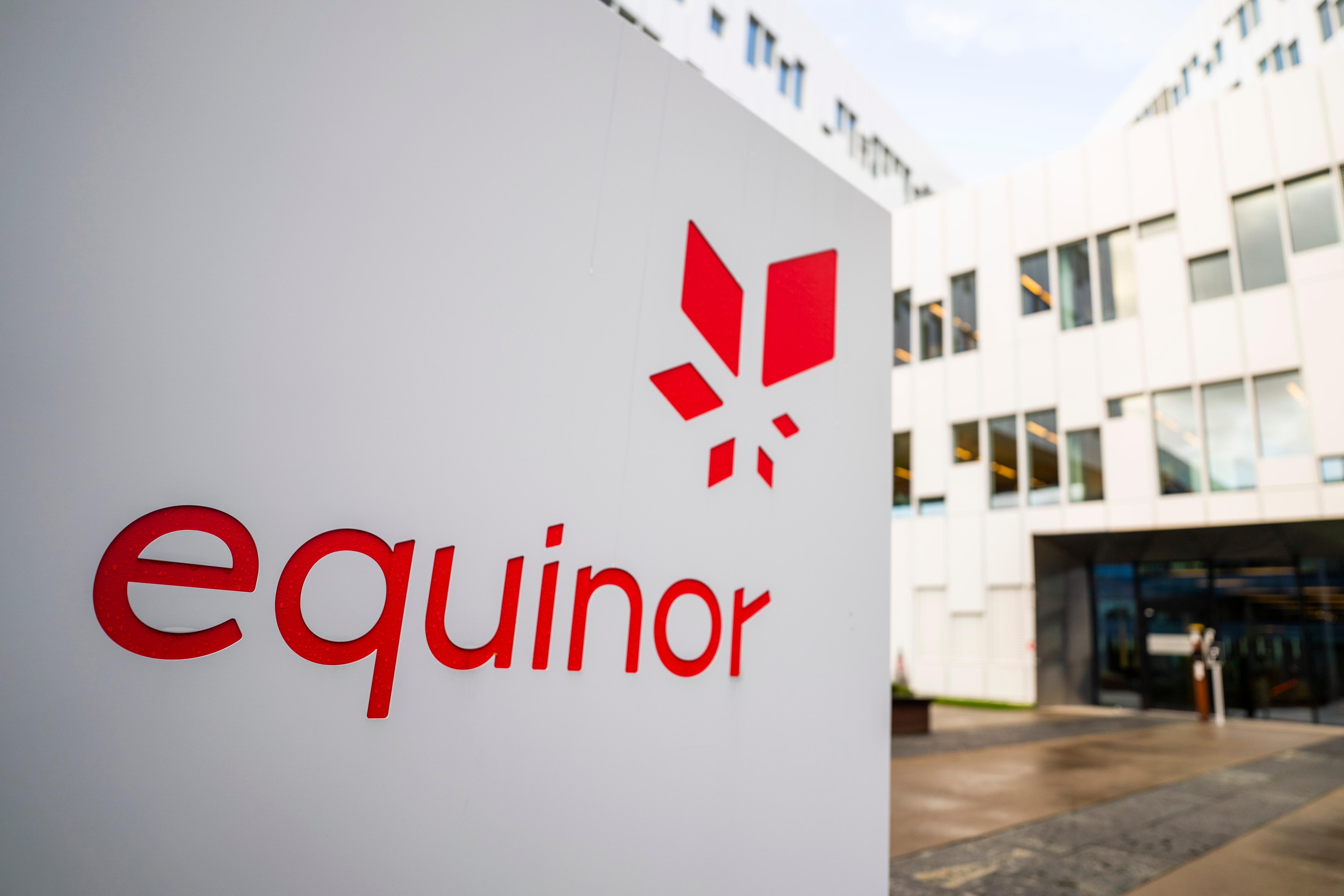 FILE – A sign for the company Equinor is displayed...