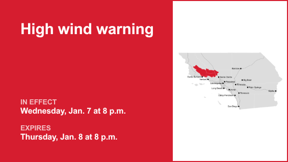 High wind warning affecting 5 Freeway north of LA until Thursday evening – gusts could peak at 65 mph – Orange County Register