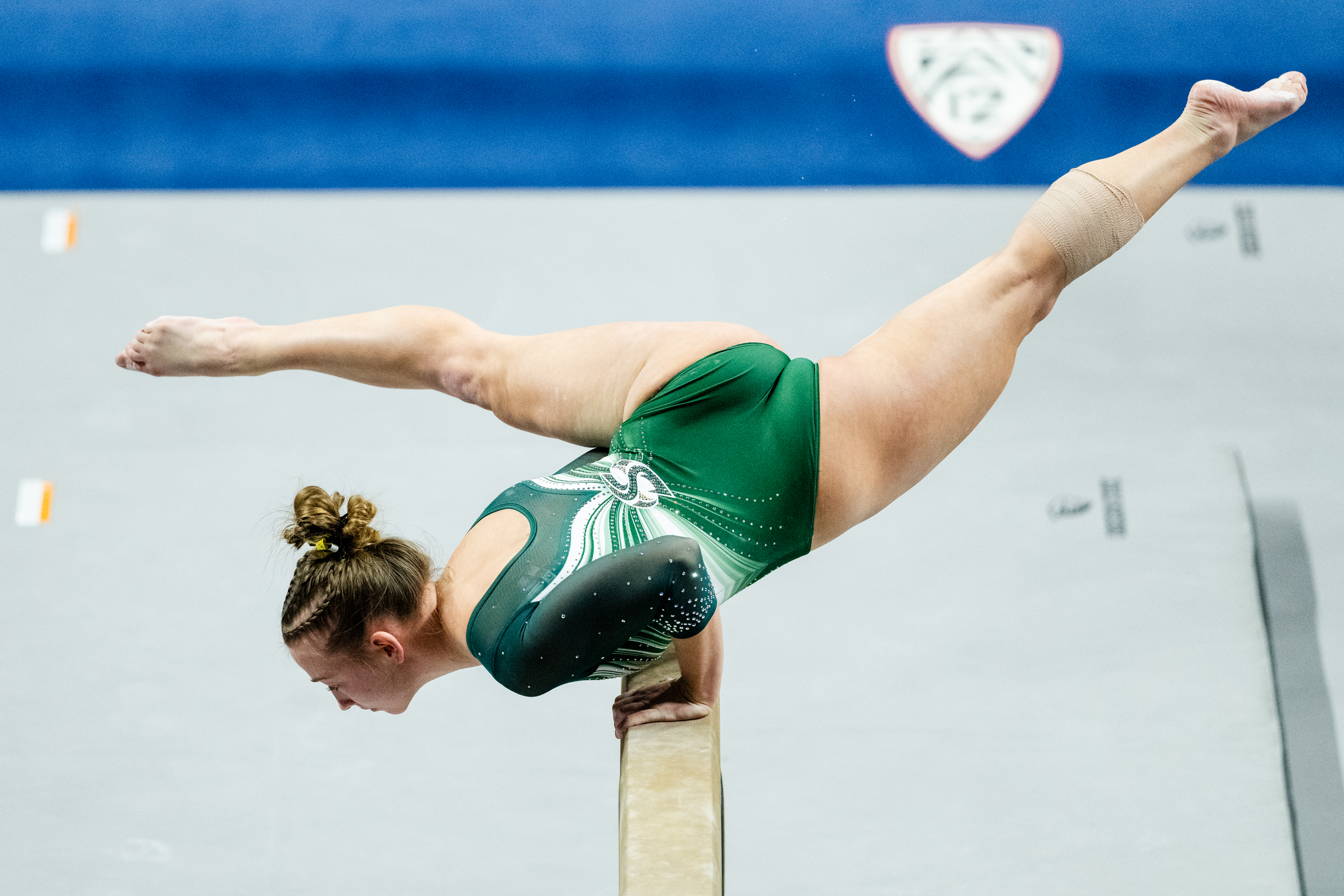 Rylin Zimmerman of the Sacramento State Hornets competes on the balance beam during a gymnastics meet against the Oregon State Beavers at Gill Coliseum on January 16, 2026 in Corvallis, OR.