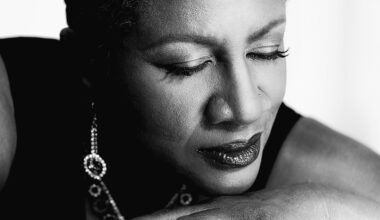 Black and white photo of Vivian Lee, a signature jazz vocalist.