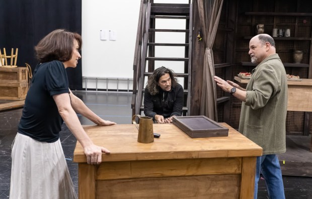 Lesli Margherita and Will Swenson are directed by Jason Alexander in rehearsals for "Sweeney Todd: The Demon Barber of Fleet Street" at La Mirada Theatre. (Photo by Jason Niedle, TETHOS)