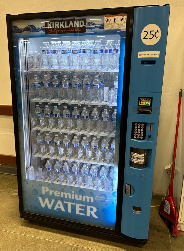 Vending machine at Costco, where water bottles are 25 cents. (Kirk Kenney / San Diego Union-Tribune)