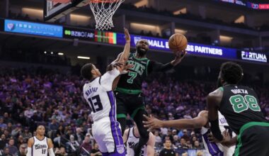 Jaylen Brown was 11-of-25 shooting on Thursday in Sacramento, leading all scorers with 29 points despite missing eight of his nine attempts from distance.