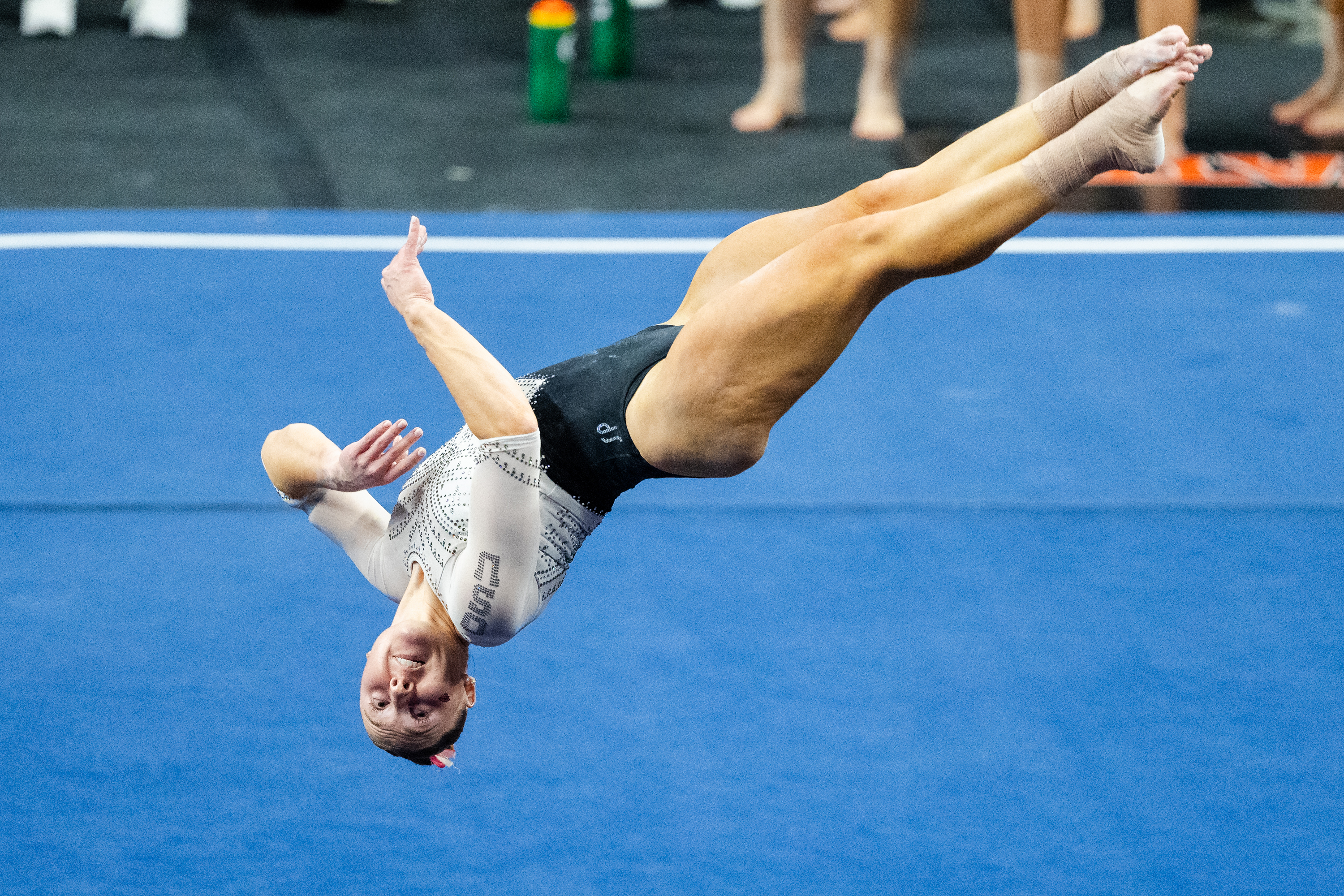 Olivia Buckner of the Oregon State Beavers competes on the floor exercise during a gymnastics meet against the Sacramento State Hornets at Gill Coliseum on January 16, 2026 in Corvallis, OR.