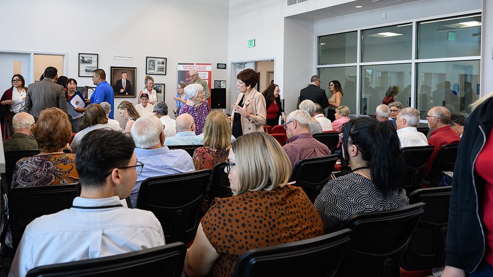 audience during library dedication ceremony
