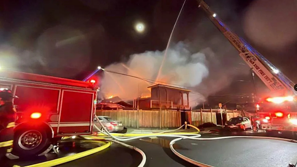 <div>Crews race to a 3-alarm fire at the Buddhist temple on Foss Avenue. Jan. 5, 2026 Photo: San Jose Fire Department</div>
