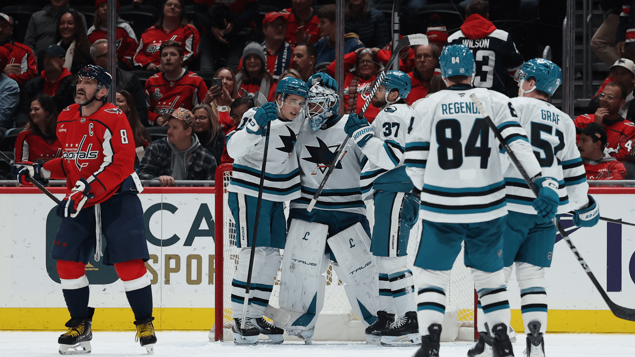 Sharks score 3 in 2nd period, hold off Capitals to start 4-game road trip