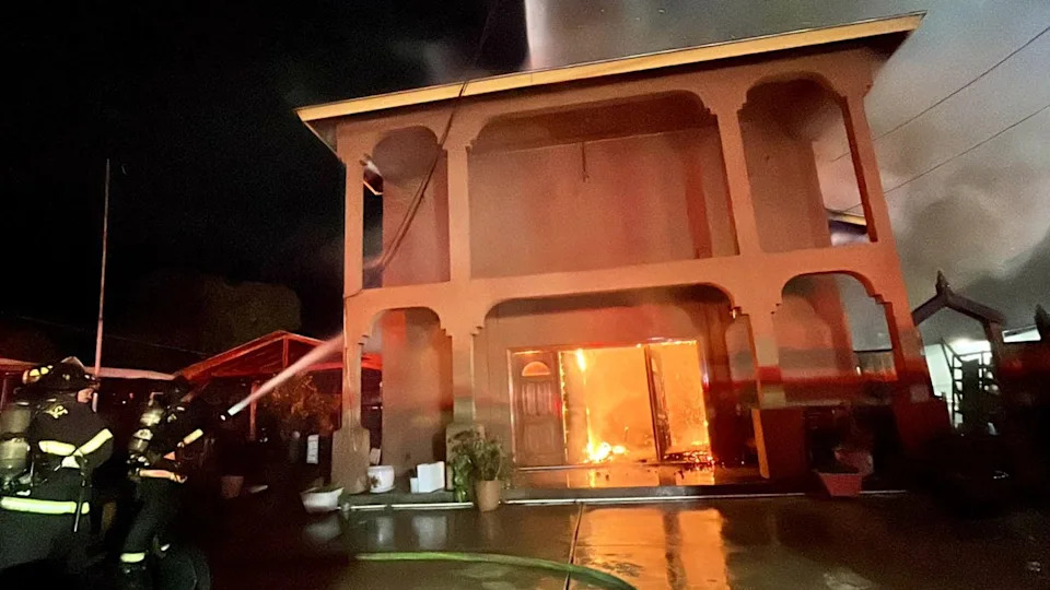 <div>Crews race to a 3-alarm fire at the Buddhist temple on Foss Avenue. Jan. 5, 2026 Photo: San Jose Fire Department</div>