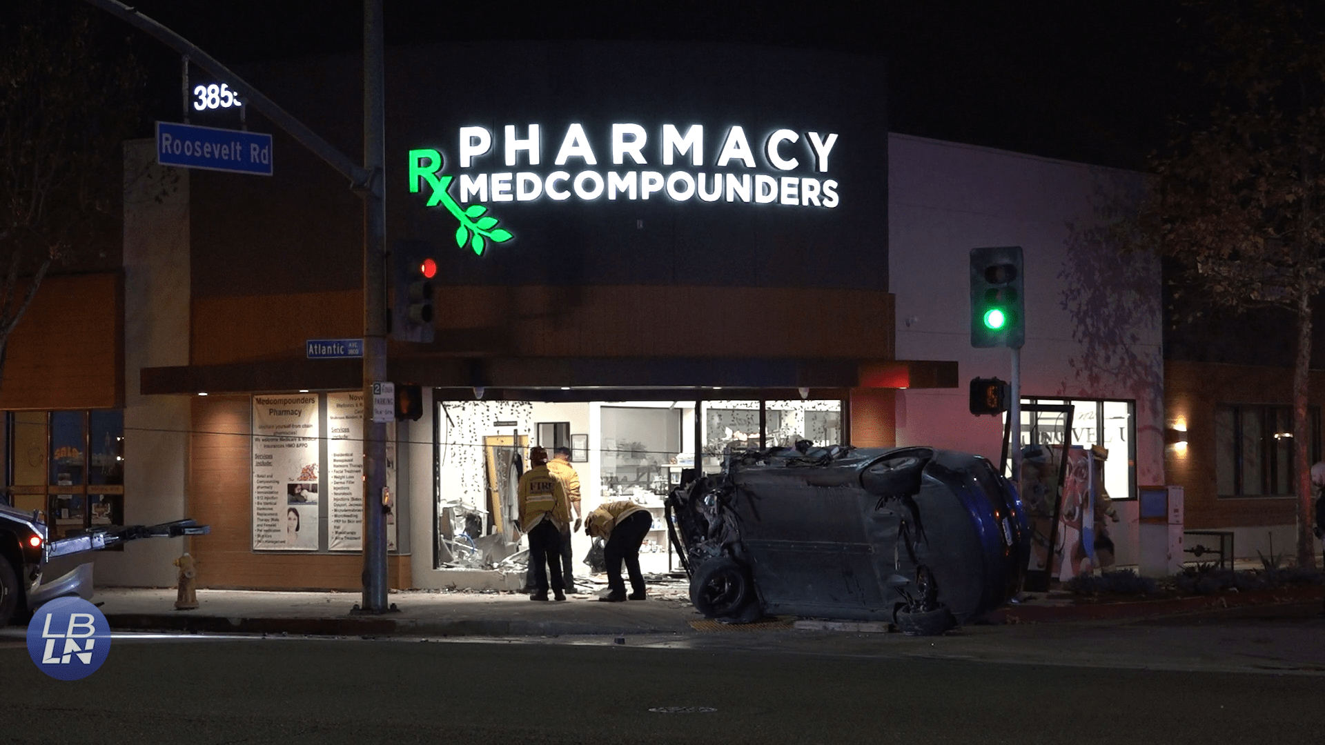 Vehicle Slams Into Building in Long Beach, Trapping One Person