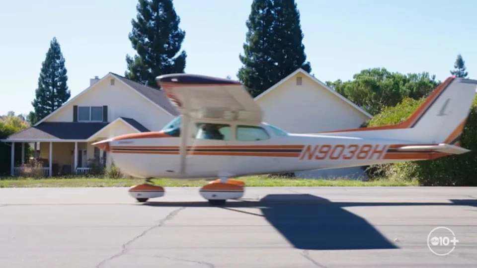 Small plane taxing through Airpark in California.