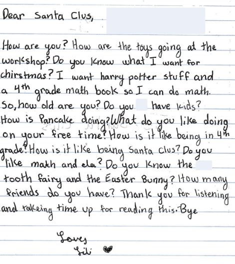 Screenshot of Operation Santa Letter (USPS)