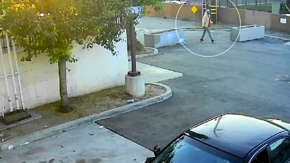 Surveillance video captured the suspected shooter walking in the area before a deadly armed robbery shooting on June 27, 2025. (Long Beach Police Department)