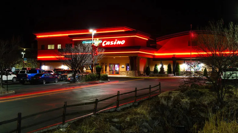 Diamond Mountain Casino & Hotel in Susanville, California illuminated at dusk
