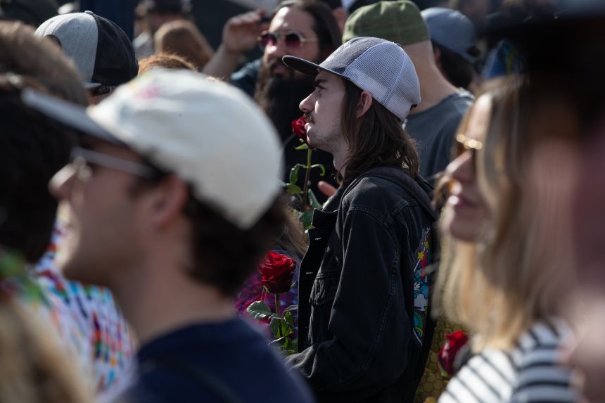Audience members during the Celebrating The Life Of Bob Weir event at Civic Center Plaza in San Francisco on Saturday.