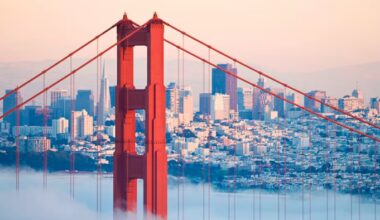 The Golden Gate Bridge with San Francisco in the background