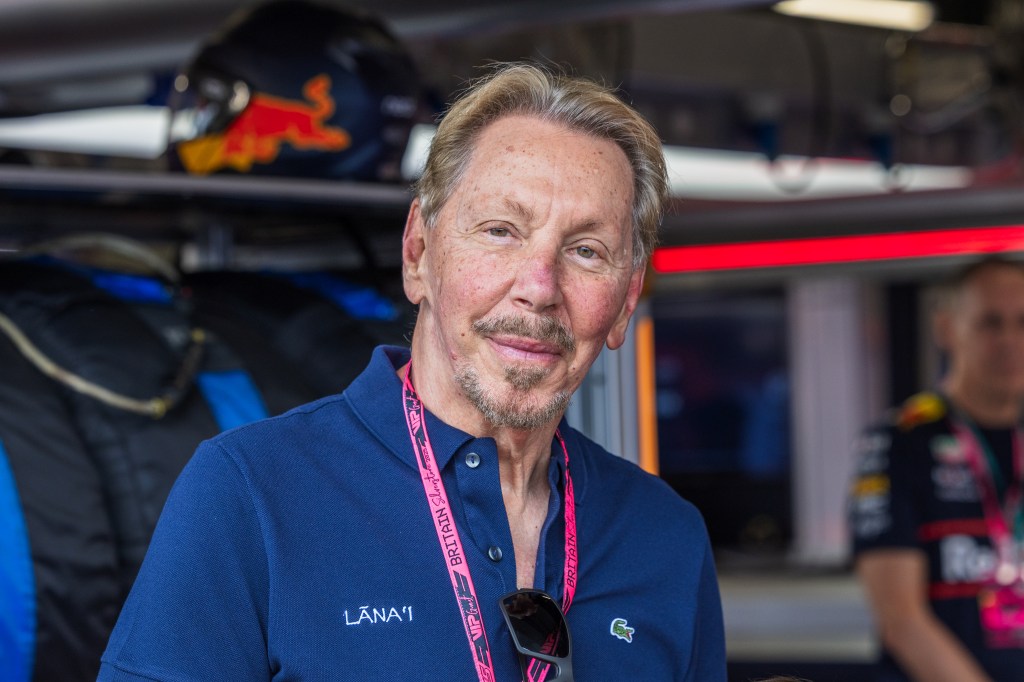 Larry Ellison, Chief Technology Officer of Oracle, at the Formula One British Grand Prix.