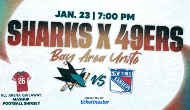Sharks host Sharks x 49ers Bay Area Unite game presented by Ticketmaster on January 23 at SAP Center
