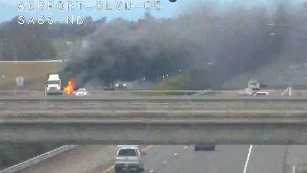 Big rig fire halts traffic on Interstate 5 near SMF
