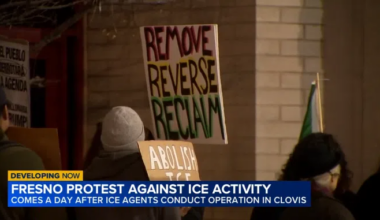 Anti-ICE Protest Held Outside Downtown Fresno ICE Office