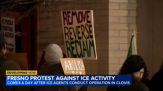 Anti-ICE Protest Held Outside Downtown Fresno ICE Office