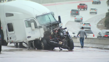 A semi-truck spinout in the rain on northbound I-15 at I-8 on Dec. 31, 2025 was creating traffic.
