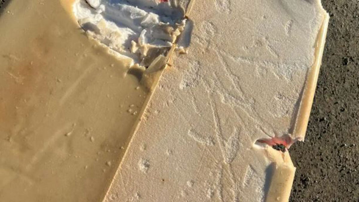 Shark bite mark in surfboard