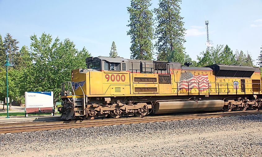 Amtrak train at Colfax train station.