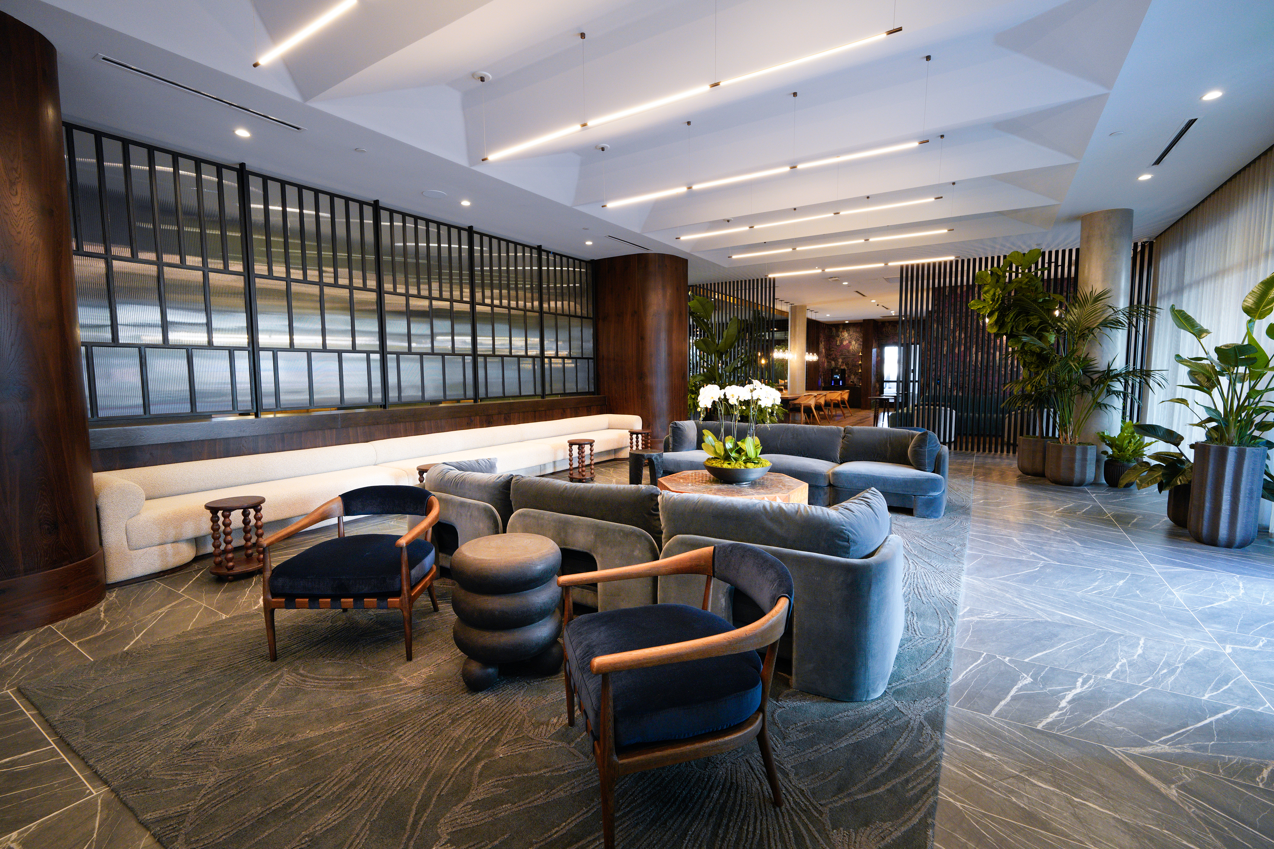 The front main lobby at the Alexan Camellia Apartments. (Nelvin...