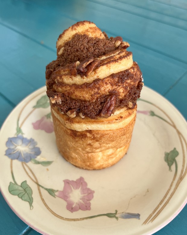 A pecan cinnamon roll from Christophe Rull Patisserie in San Marcos on Jan. 7, 2026. (Pam Kragen / The San Diego Union-Tribune)