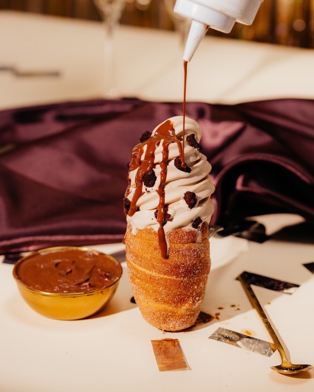 A Nutella and ice cream-filled pastry cone at Crispy Cones, which opened its first California franchise location on Jan. 9 in Carlsbad Village. (Crispy Cone)