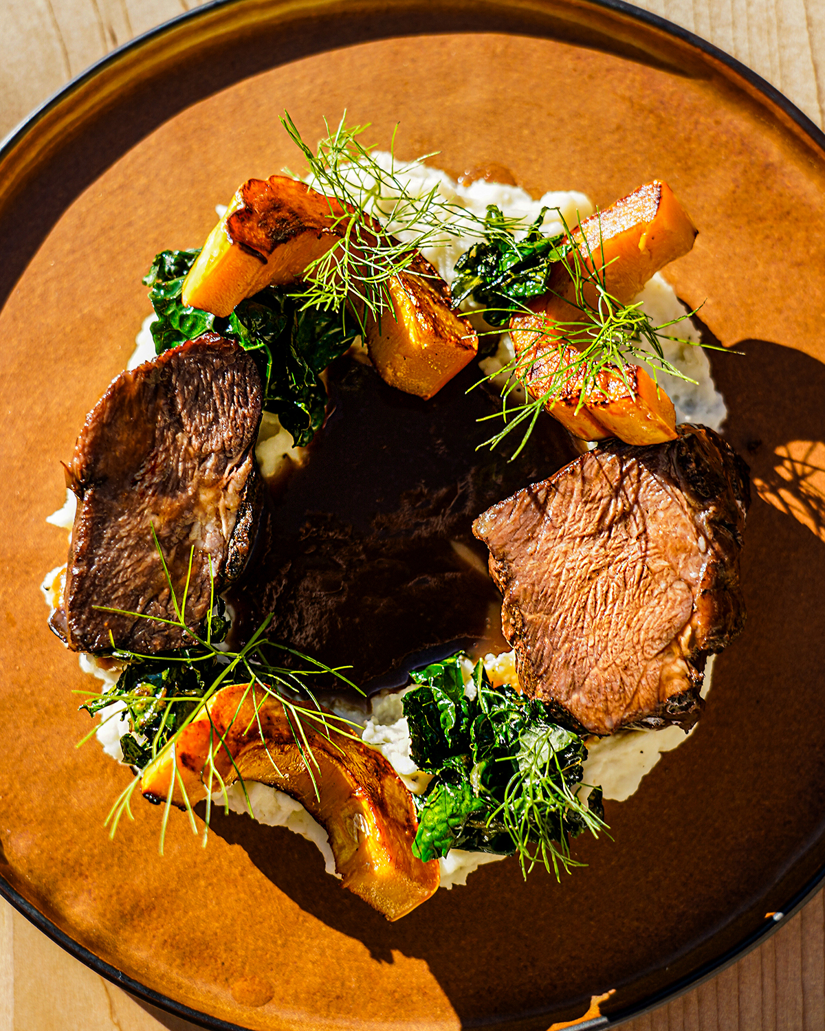 The braised short rib entree at Harland Brewing Company restaurant,...