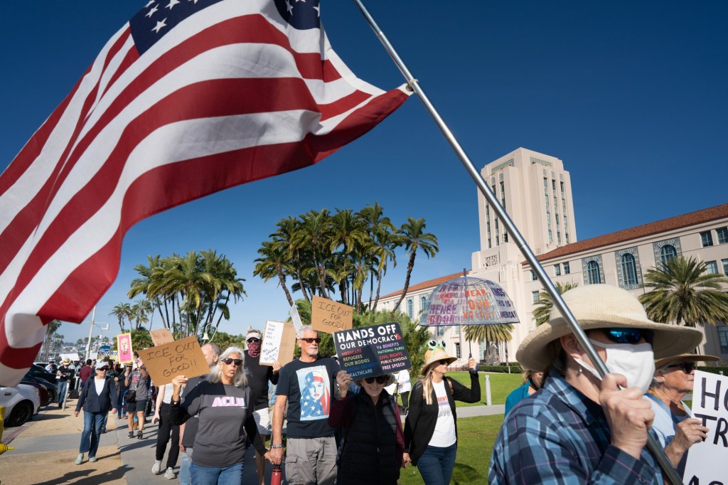 San Diego protesters join nationwide ‘Free America Walkout’ one year after Trump’s return – San Diego Union-Tribune