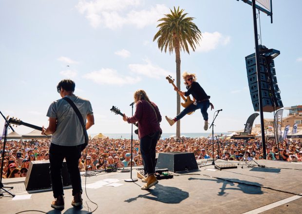 The band Switchfoot performs at the 20th annual Bro-Am beach festival in Encinitas in 2022. The 2026 festival is scheduled for June 13. (Erick Frost)