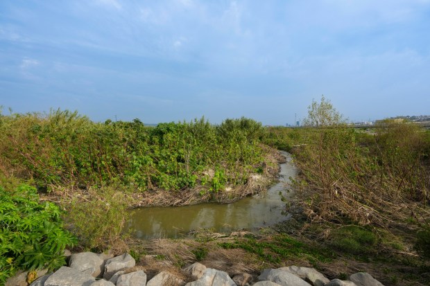 One of the streams in the Tijuana River Valley that flows beneath the bridge on Dairy Mart Road, located along the U.S.-Mexico border in San Diego, CA. (Nelvin C. Cepeda / The San Diego Union-Tribune)