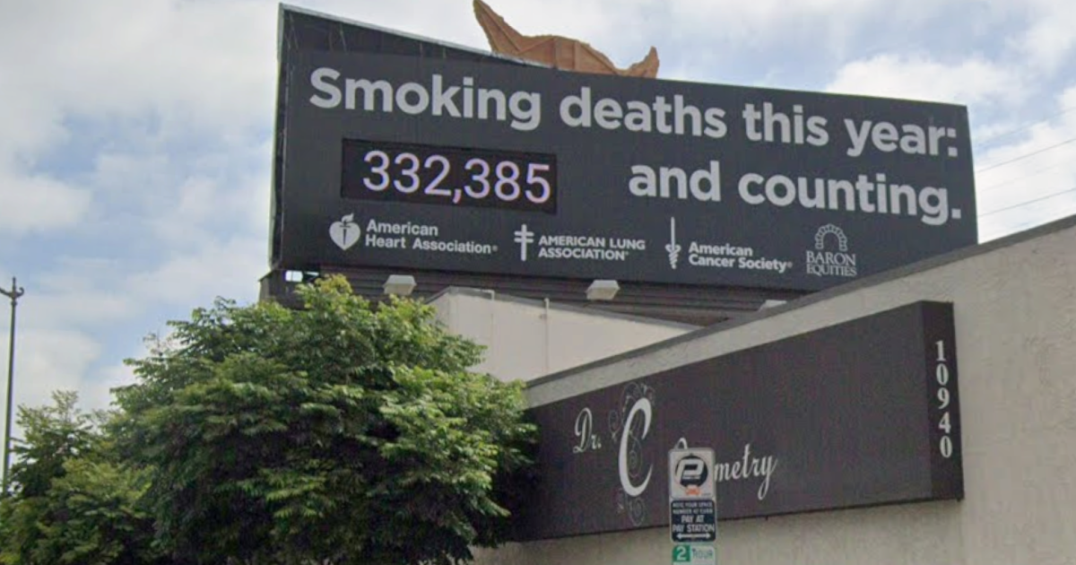An anti-smoking billboard is an LA New Year’s mainstay. What do its sponsors think?
