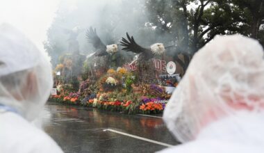 Snow squalls in Midwest and Northeast, Rose Parade in California gets soaked