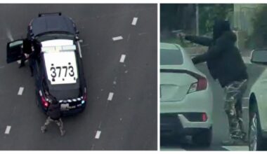 Police run over man amid gunfight on California roadway; officer injured, suspect dead