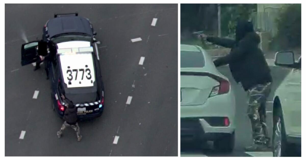 Police run over man amid gunfight on California roadway; officer injured, suspect dead
