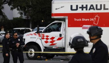 U-Haul truck hits protesters during demonstration in Westwood against Iran government
