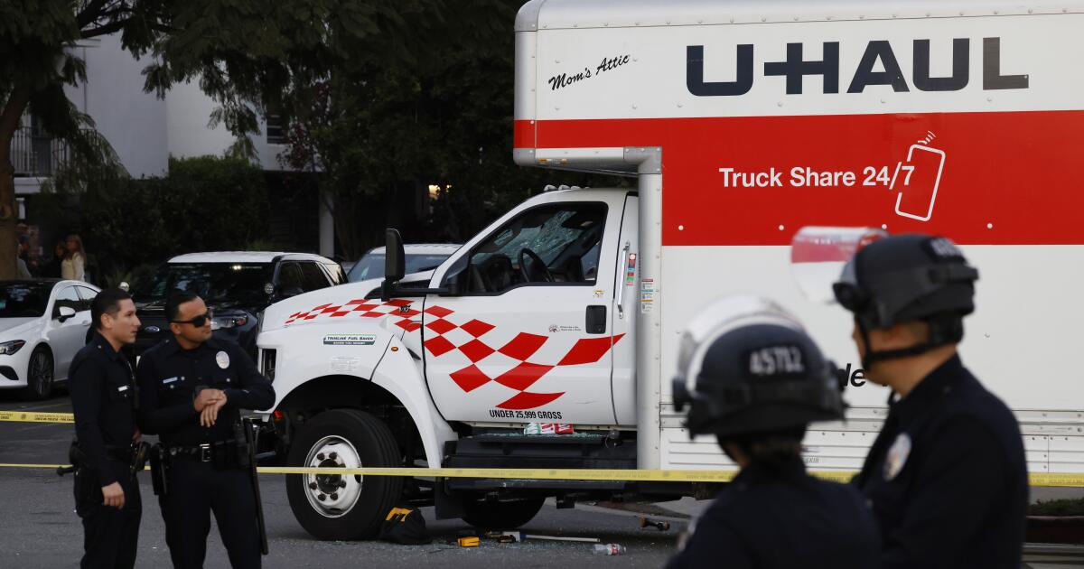 U-Haul truck hits protesters during demonstration in Westwood against Iran government