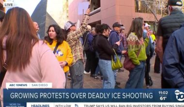 Anti-ICE protest gathers outside downtown San Diego federal building