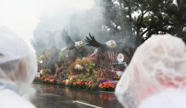 Rain soaks Rose Parade in California and snow squalls hit Midwest and Northeast on first day of 2026