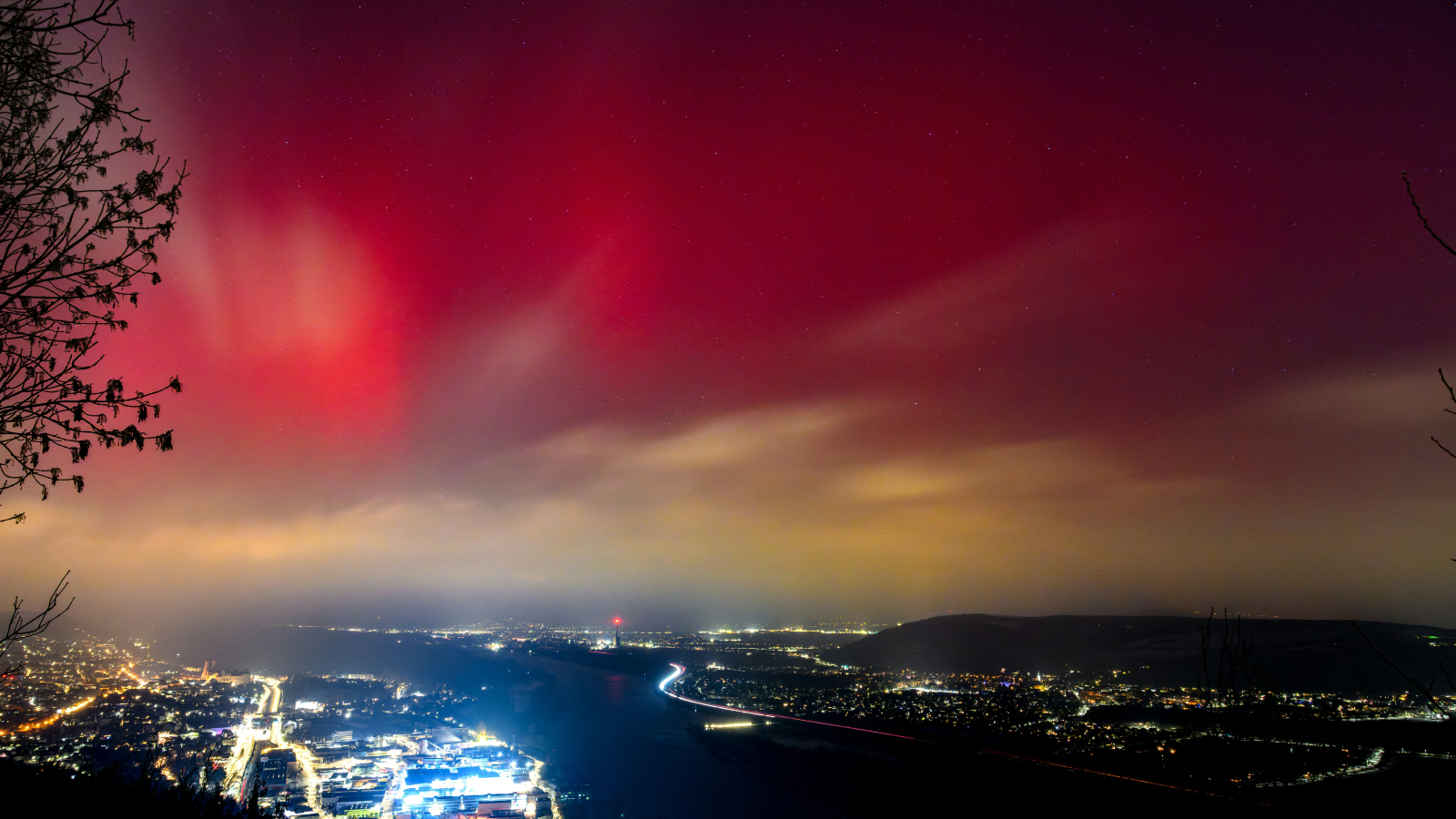 Red auroras in the skies over Vienna