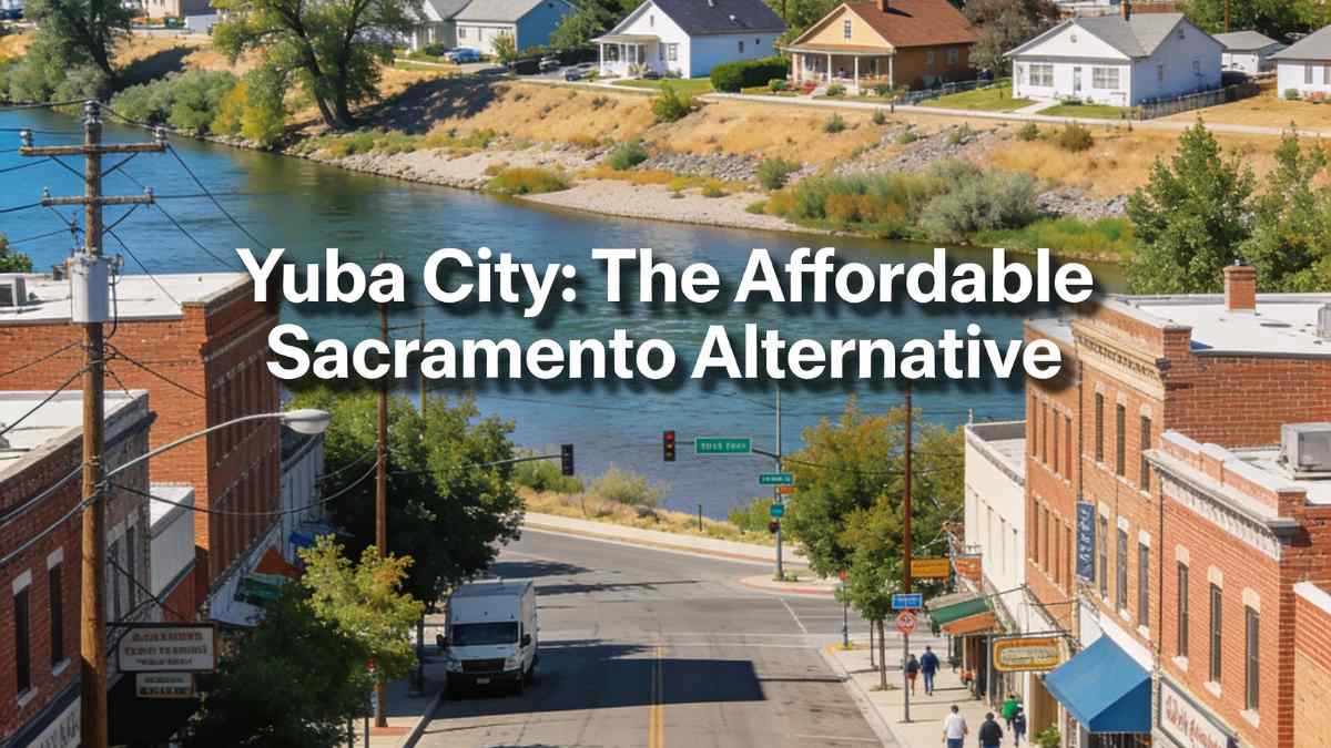 Yuba City along the Feather River with scenic waterfront parks