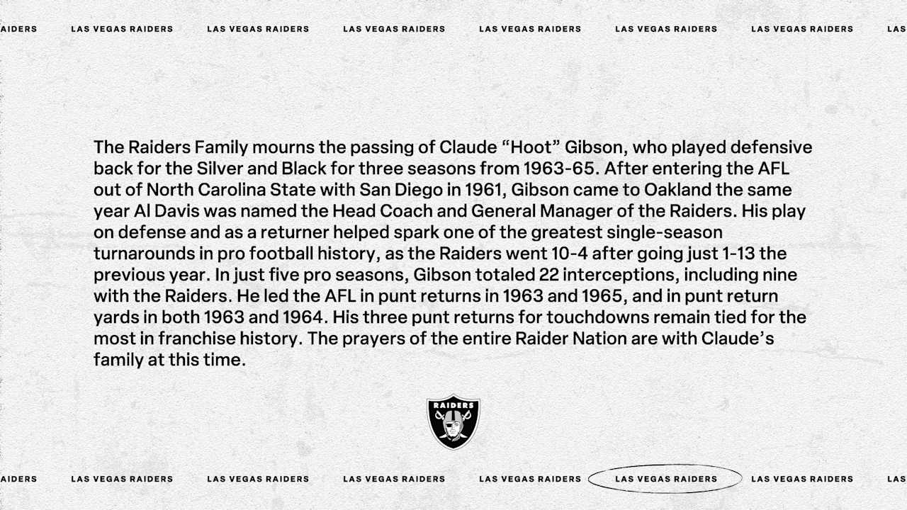 Raiders mourn the passing of Claude Gibson