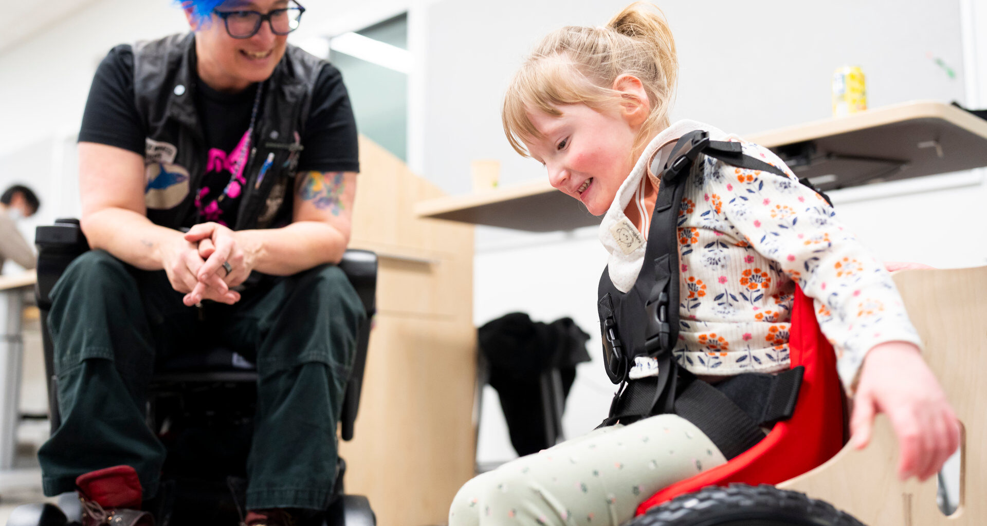 Charlotte Posthumus tries out Toddler Mobility Trainer