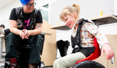 Charlotte Posthumus tries out Toddler Mobility Trainer